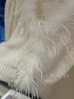 Laurustinus White Moonlight Wealthy Girl Dress Up   2024 SS Early Autumn New Collection Handmade Custom Heavy Industry Feather Milk White Sweater/Knitted Cardigan for Women - Image 31