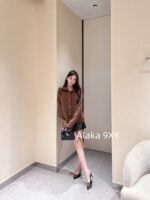 Bottega Veneta BV  2024 Autumn/Winter New Series Heavy Industry Imported Wool Material Stacked Wear Fake Two piece Design Metal Buckle Collar Knitted Cardigan Coat for Women.