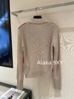 Prada  24FW Early Autumn New CollectionColorful diamond grid pattern color blocked lapel inverted triangle  Badge Logo College Style Cashmere Knitted Sweater for Women - Image 8