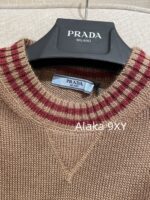 Prada  Early autumn college style outfitMelad color scheme color blocked jacquard letter logo round neck cashmere/wool blend pullover sweater  vest long sleeved vest - Image 7
