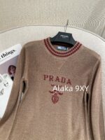 Prada  Early autumn college style outfitMelad color scheme color blocked jacquard letter logo round neck cashmere/wool blend pullover sweater  vest long sleeved vest - Image 11