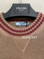 Prada  Early autumn college style outfitMelad color scheme color blocked jacquard letter logo round neck cashmere/wool blend pullover sweater  vest long sleeved vest - Image 13