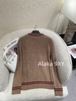 Prada  Early autumn college style outfitMelad color scheme color blocked jacquard letter logo round neck cashmere/wool blend pullover sweater  vest long sleeved vest - Image 21