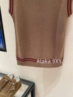 Prada  Early autumn college style outfitMelad color scheme color blocked jacquard letter logo round neck cashmere/wool blend pullover sweater  vest long sleeved vest - Image 38