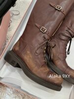 Zhang Yuanying's 2024 Autumn/Winter New/Show Style "Battle Damage" Gradual Waste Soil Series  Vintage Long Boots   Customized imported full leather calf leather - Image 13