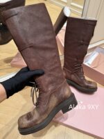 Zhang Yuanying's 2024 Autumn/Winter New/Show Style "Battle Damage" Gradual Waste Soil Series  Vintage Long Boots   Customized imported full leather calf leather - Image 16