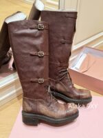 Zhang Yuanying's 2024 Autumn/Winter New/Show Style "Battle Damage" Gradual Waste Soil Series  Vintage Long Boots   Customized imported full leather calf leather - Image 17