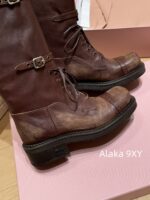 Zhang Yuanying's 2024 Autumn/Winter New/Show Style "Battle Damage" Gradual Waste Soil Series  Vintage Long Boots   Customized imported full leather calf leather - Image 18