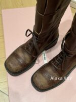 Zhang Yuanying's 2024 Autumn/Winter New/Show Style "Battle Damage" Gradual Waste Soil Series  Vintage Long Boots   Customized imported full leather calf leather - Image 21