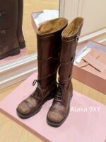 Zhang Yuanying's 2024 Autumn/Winter New/Show Style "Battle Damage" Gradual Waste Soil Series  Vintage Long Boots   Customized imported full leather calf leather - Image 23