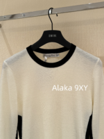 Dior D  2024SS early autumn new collection  black and white color blocked round neck wool embroidery base sweater. Visual slimming of ten pounds instantly transforms into a paper figure - Image 9