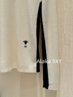 Dior D  2024SS early autumn new collection  black and white color blocked round neck wool embroidery base sweater. Visual slimming of ten pounds instantly transforms into a paper figure - Image 10