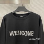 WELLDONE Zhao Lusi Same StyleSummer/Early Autumn Sunscreen Wear with Black Pearl Letter Logo Round Neck Cotton Long Sleeve T