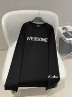 WELLDONE Zhao Lusi Same StyleSummer/Early Autumn Sunscreen Wear with Black Pearl Letter Logo Round Neck Cotton Long Sleeve T - Image 7