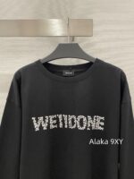 WELLDONE Zhao Lusi Same StyleSummer/Early Autumn Sunscreen Wear with Black Pearl Letter Logo Round Neck Cotton Long Sleeve T - Image 13