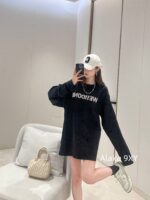 WELLDONE Zhao Lusi Same StyleSummer/Early Autumn Sunscreen Wear with Black Pearl Letter Logo Round Neck Cotton Long Sleeve T - Image 16