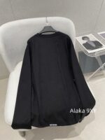 WELLDONE Zhao Lusi Same StyleSummer/Early Autumn Sunscreen Wear with Black Pearl Letter Logo Round Neck Cotton Long Sleeve T - Image 24