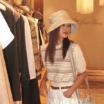 Loropiana's old money fashion outfit  24 autumn/winter new collection Vneck striped color blocked knitted cardigan jacket for women/short sleeved knitted women