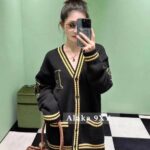 Prada  American college style  street inspired embroidered color blocked logo, large pocket Vneck wool knit cardigan jacket. Loose oversized unisex design