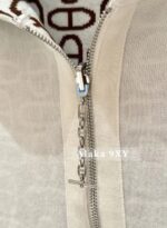 Hermes  24ss Autumn/Winter New CollectionGreat Value  Double sided pig nose jacquard logo lapel hooded zipper cashmere knitted jacket for women. - Image 6