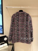 Chanel 24k Haute Couture Handmade Collection/Rainbow Jacquard Coarse Knitted Vneck Coat for Women. 100 silk camellia lining - Image 7