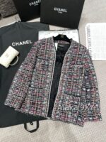Chanel 24k Haute Couture Handmade Collection/Rainbow Jacquard Coarse Knitted Vneck Coat for Women. 100 silk camellia lining - Image 10