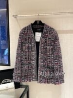 Chanel 24k Haute Couture Handmade Collection/Rainbow Jacquard Coarse Knitted Vneck Coat for Women. 100 silk camellia lining - Image 27