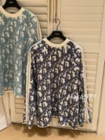 DIOR Jielun same gift box packaging   High Quality  2024 Autumn/Winter New Collection: Heavy duty Jacquard Letter Logo Design with Zipper Cuffs, Wool Hooded Sweater, Loose fit, Unisex - Image 5