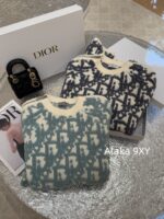 DIOR Jielun same gift box packaging   High Quality  2024 Autumn/Winter New Collection: Heavy duty Jacquard Letter Logo Design with Zipper Cuffs, Wool Hooded Sweater, Loose fit, Unisex - Image 20