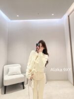 CHANEL24k Autumn/Winter New CollectionHeavy Industry Strap Bow  Hollow jacquard logo wool knitted cardigan jacket for women. - Image 6