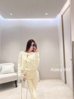 CHANEL24k Autumn/Winter New CollectionHeavy Industry Strap Bow  Hollow jacquard logo wool knitted cardigan jacket for women. - Image 7