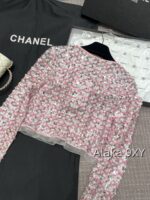 Chanel 24k Show Haute Couture  Pink Bead/Glitter Mesh Diamond Buckle Hollow Short Coat for Women. Full body Heavy Industry Imported Beads - Image 14