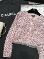 Chanel 24k Show Haute Couture  Pink Bead/Glitter Mesh Diamond Buckle Hollow Short Coat for Women. Full body Heavy Industry Imported Beads - Image 18