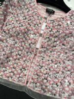Chanel 24k Show Haute Couture  Pink Bead/Glitter Mesh Diamond Buckle Hollow Short Coat for Women. Full body Heavy Industry Imported Beads - Image 19