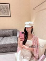 Chanel 24k Show Haute Couture  Pink Bead/Glitter Mesh Diamond Buckle Hollow Short Coat for Women. Full body Heavy Industry Imported Beads - Image 26