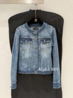 CHANEL  24k Early Autumn New Collection Heavy Industry Enzyme Washed Small Short Round Neck Cowboy Jacket for Women/High Waist Bellbottom Pants for Women Super Skilled and Stylish Pants - Image 7