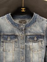 CHANEL  24k Early Autumn New Collection Heavy Industry Enzyme Washed Small Short Round Neck Cowboy Jacket for Women/High Waist Bellbottom Pants for Women Super Skilled and Stylish Pants - Image 8