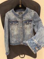 CHANEL  24k Early Autumn New Collection Heavy Industry Enzyme Washed Small Short Round Neck Cowboy Jacket for Women/High Waist Bellbottom Pants for Women Super Skilled and Stylish Pants - Image 9