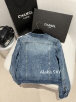 CHANEL  24k Early Autumn New Collection Heavy Industry Enzyme Washed Small Short Round Neck Cowboy Jacket for Women/High Waist Bellbottom Pants for Women Super Skilled and Stylish Pants - Image 11
