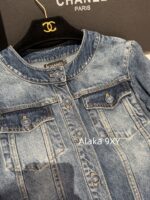 CHANEL  24k Early Autumn New Collection Heavy Industry Enzyme Washed Small Short Round Neck Cowboy Jacket for Women/High Waist Bellbottom Pants for Women Super Skilled and Stylish Pants - Image 16