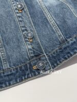 CHANEL  24k Early Autumn New Collection Heavy Industry Enzyme Washed Small Short Round Neck Cowboy Jacket for Women/High Waist Bellbottom Pants for Women Super Skilled and Stylish Pants - Image 17