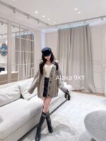 Maison Margiela MM6   2024 Autumn/Winter New Collection Lazy Brown Coarse Needle Medium to Long Loose silhouette Wool Knitted Cardigan Jacket