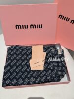 MIUMIU  2024 Autumn/Winter New Collection  Laser Jacquard Letter Logo High Waist slimming straight leg wide leg jeans for women. Show off weight and cover the width of the hips - Image 6
