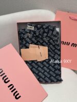 MIUMIU  2024 Autumn/Winter New Collection  Laser Jacquard Letter Logo High Waist slimming straight leg wide leg jeans for women. Show off weight and cover the width of the hips - Image 7