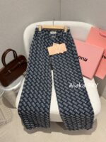 MIUMIU  2024 Autumn/Winter New Collection  Laser Jacquard Letter Logo High Waist slimming straight leg wide leg jeans for women. Show off weight and cover the width of the hips - Image 13