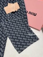 MIUMIU  2024 Autumn/Winter New Collection  Laser Jacquard Letter Logo High Waist slimming straight leg wide leg jeans for women. Show off weight and cover the width of the hips - Image 14