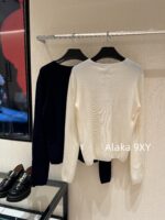 CELINE's self reserved twocolor24 autumn/winter new collection universal super comfortablecashmere pullover base sweater for women. Soft and smooth, skin friendly without pricking - Image 7