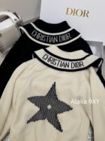 DIOR gift box packaging  D  2024 Autumn/Winter New Collection _ Heavy Industry Collar Five pointed Star Jacquard Logo Hooded Woolen SweaterWhite Rich Beauty Elegant Style - Image 10