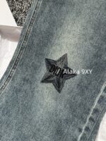 DIOR   Versatile and versatile for autumn and winter24 new musthave styles for spicy girls   High waist slimming heavy industry embroidered five pointed star logo straight leg wide leg jeans for women. - Image 14