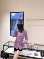 CHANEL24k haute couture workshop seriestaro purple semi high neck imported coarse woolen fabric with 100 camellia silk lining - Image 3